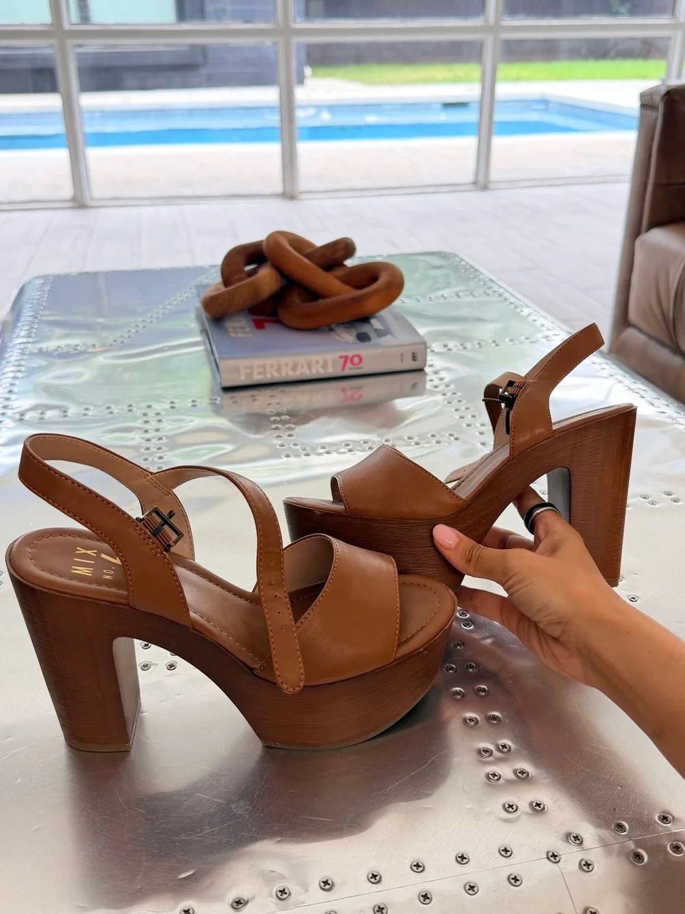 Mix No. 6 Brown Platform Slingback Heeled Sandals